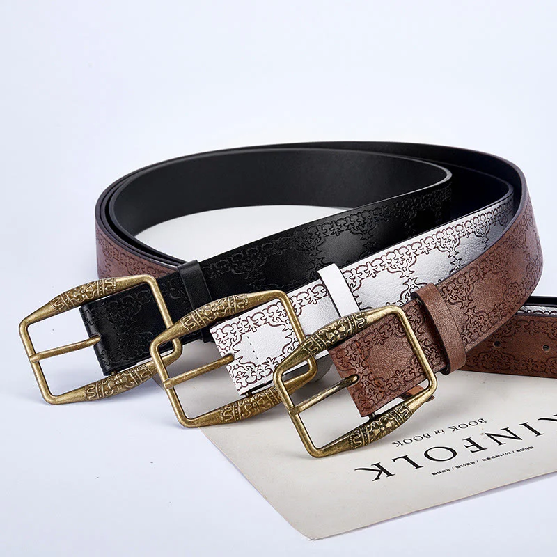 Men's Retro Pattern Decorative Buckle Leather Belt - Image 5