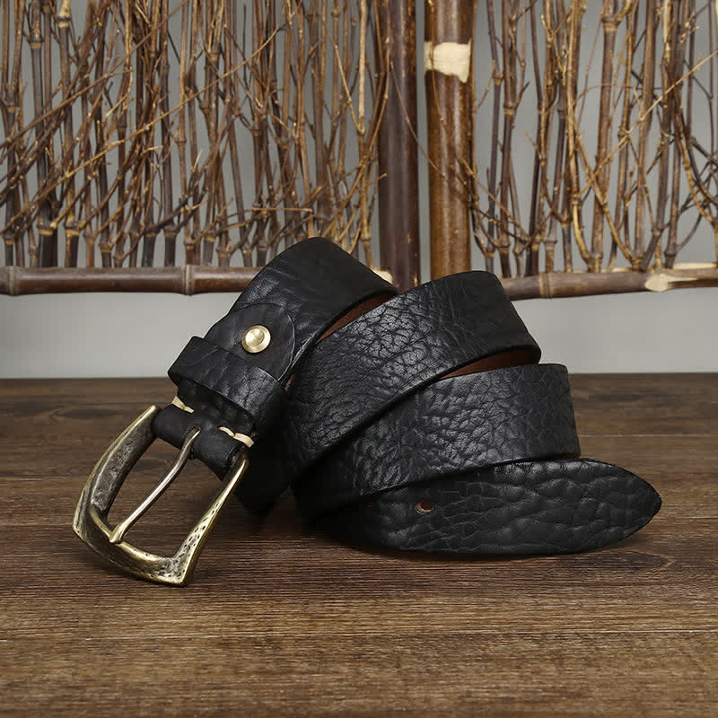 Men's Retro Yak Skin Pattern Leather Belt - Image 11