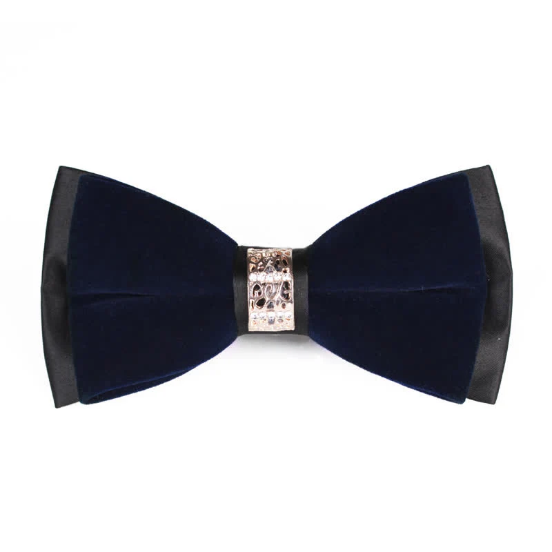 Men's Rhinestone Patchwork Velvet Bow Tie - Image 11