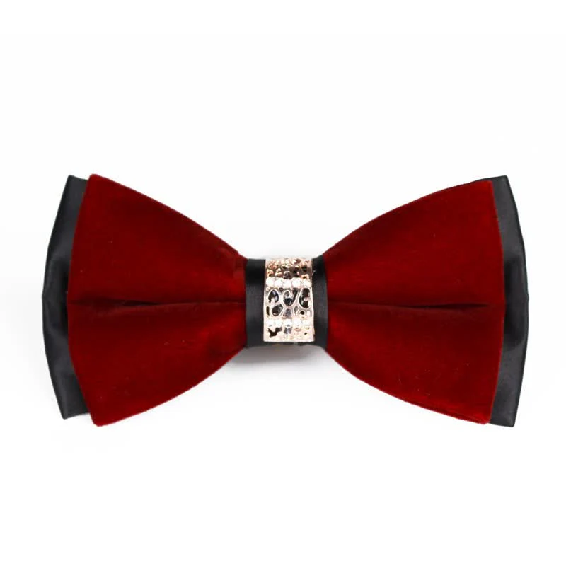 Men's Rhinestone Patchwork Velvet Bow Tie - Image 7