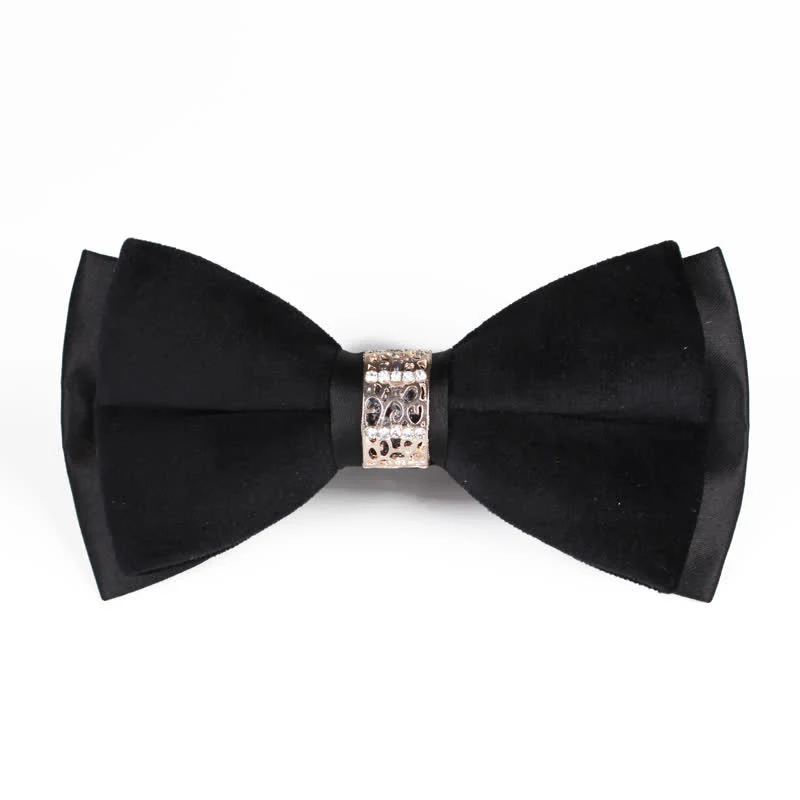 Men's Rhinestone Patchwork Velvet Bow Tie - Image 9