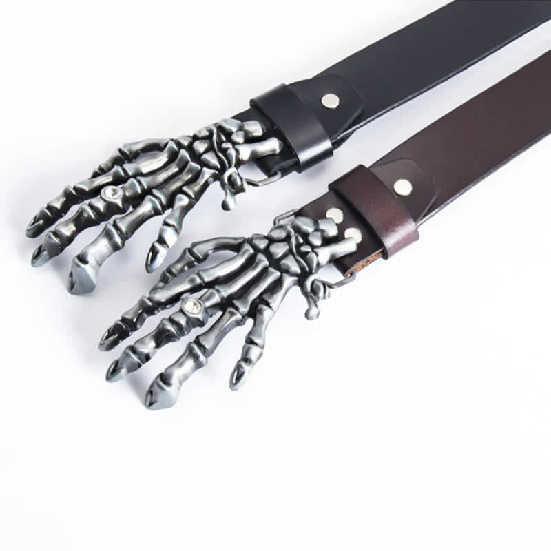 Men's Rock Punk Skeleton Hand Leather Belt - Image 5