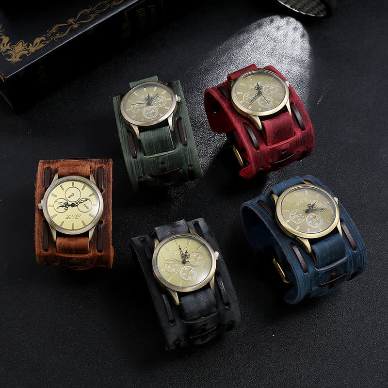Men's Retro Cool Punk Weave Cuff Leather Watch - Image 6