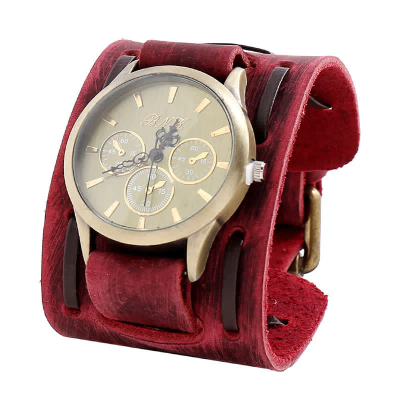 Men's Retro Cool Punk Weave Cuff Leather Watch - Image 9