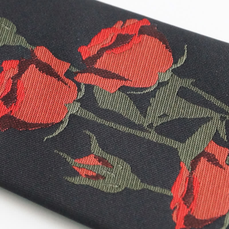 Men's Romantic Black A Bunch Of Red Roses Pattern Necktie - Image 5