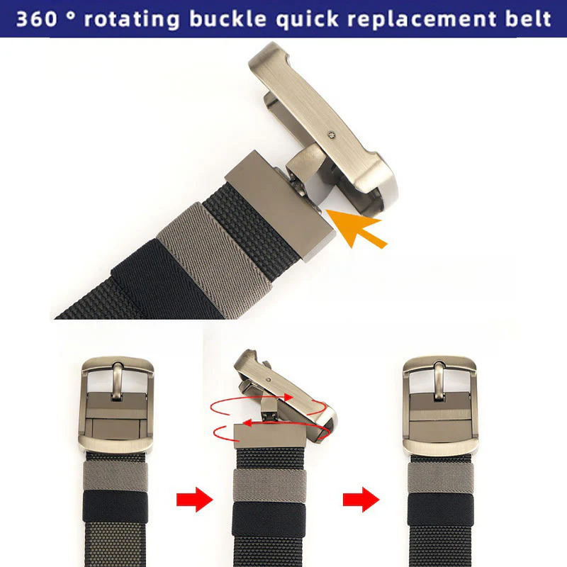 Men's Rotatable Alloy Buckle Belt Reversible Military Belt - Image 2