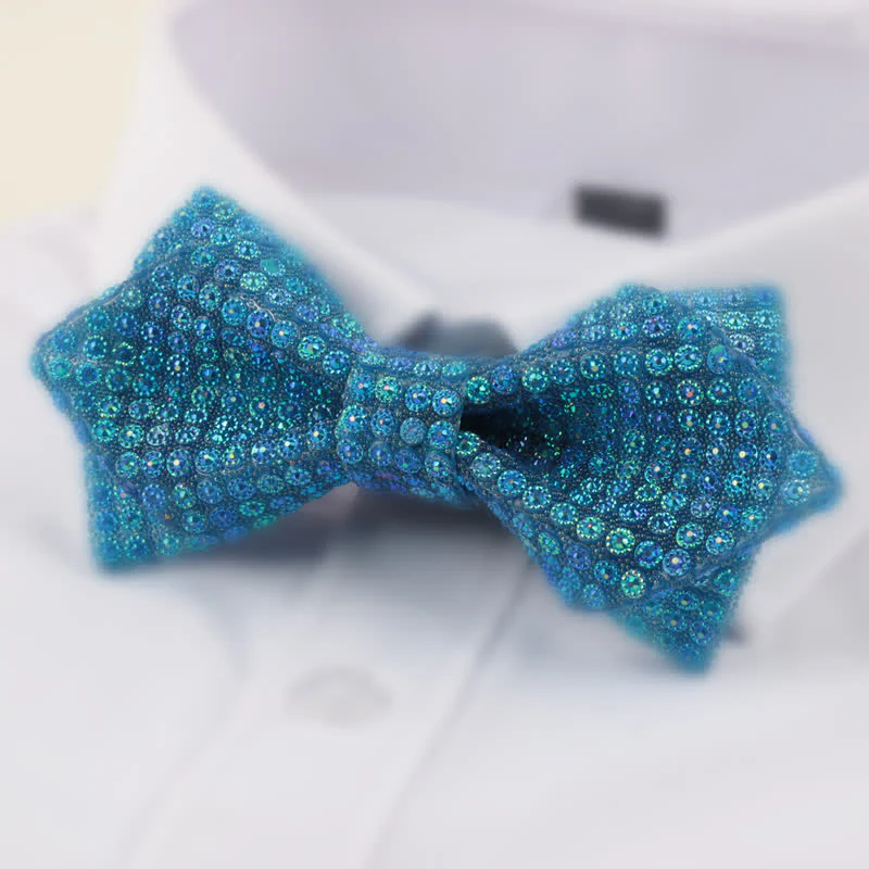Men's Round Shape Double Layered Pointed Rhinestone Bow Tie - Image 5