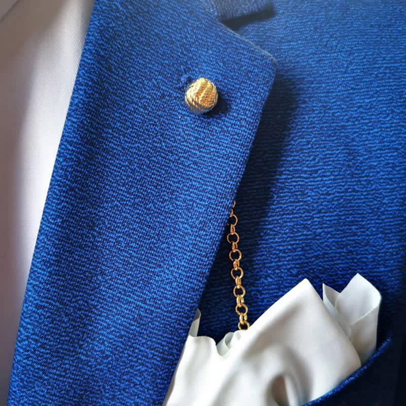 Men's Sailor Knot Lapel Chain Collar Brooch with Hanging Chain - Image 4