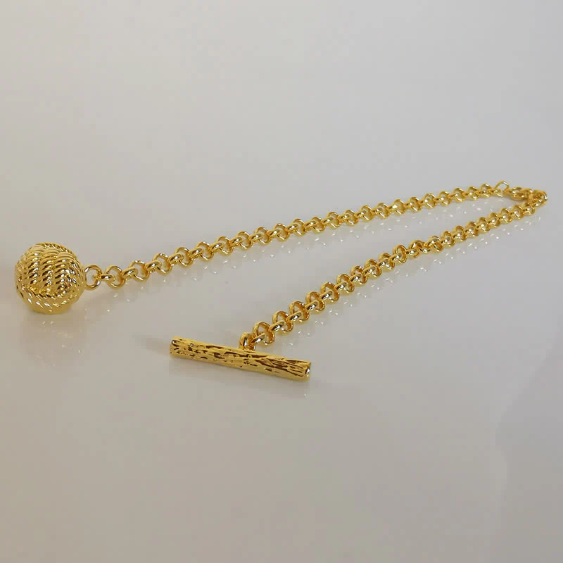 Men's Sailor Knot Lapel Chain Collar Brooch with Hanging Chain - Image 6