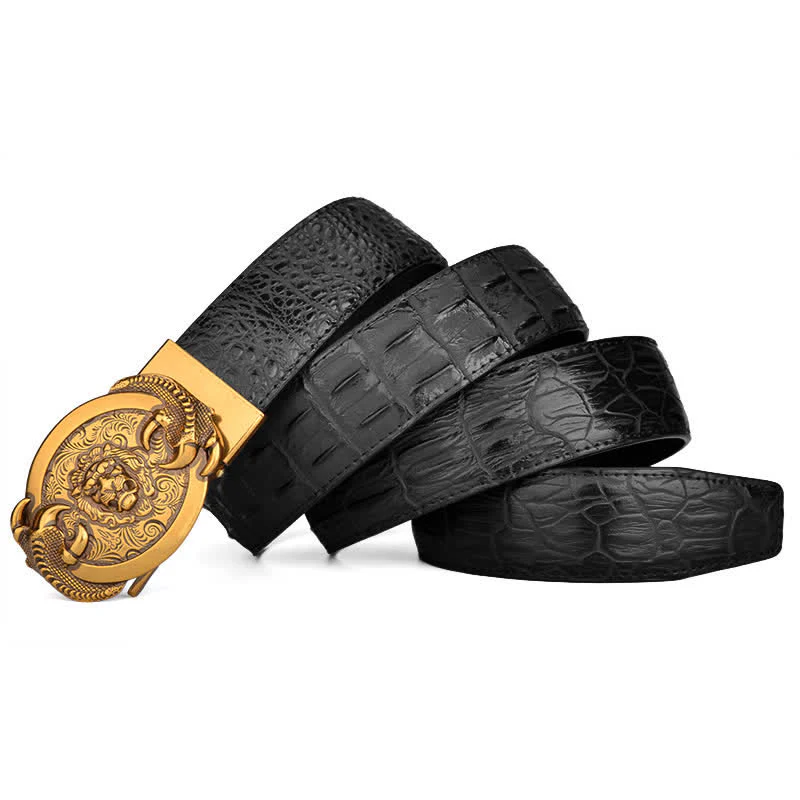 Men's Savage Lion Crocodile Pattern Automatic Leather Belt - Image 10