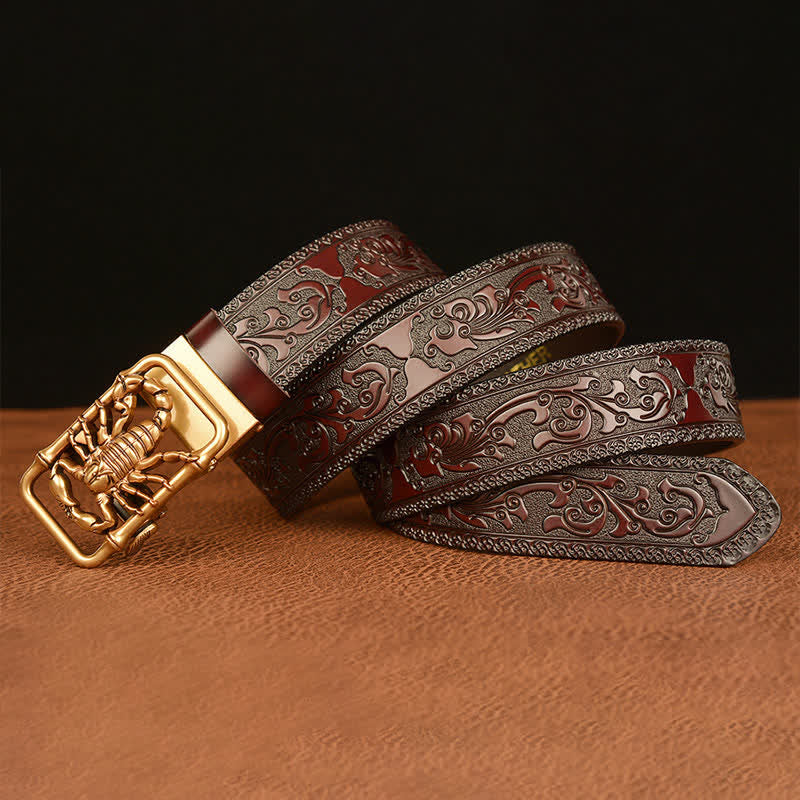 Men's Scorpion Embossed Engraved Leather Belt - Image 13