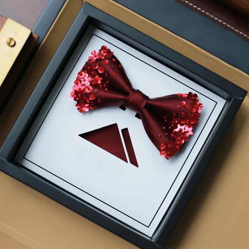 Men's Sequin Flourishing Bow Tie Pocket Square - Image 7