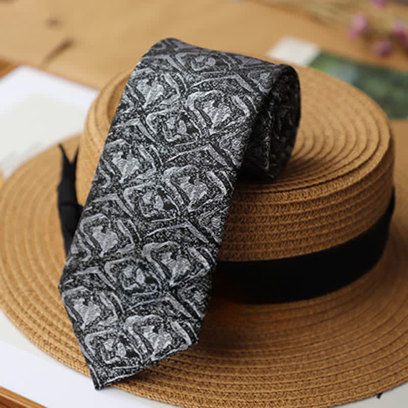 Men's Shade of Gray Exotic Mystery Geometric Necktie - Image 2