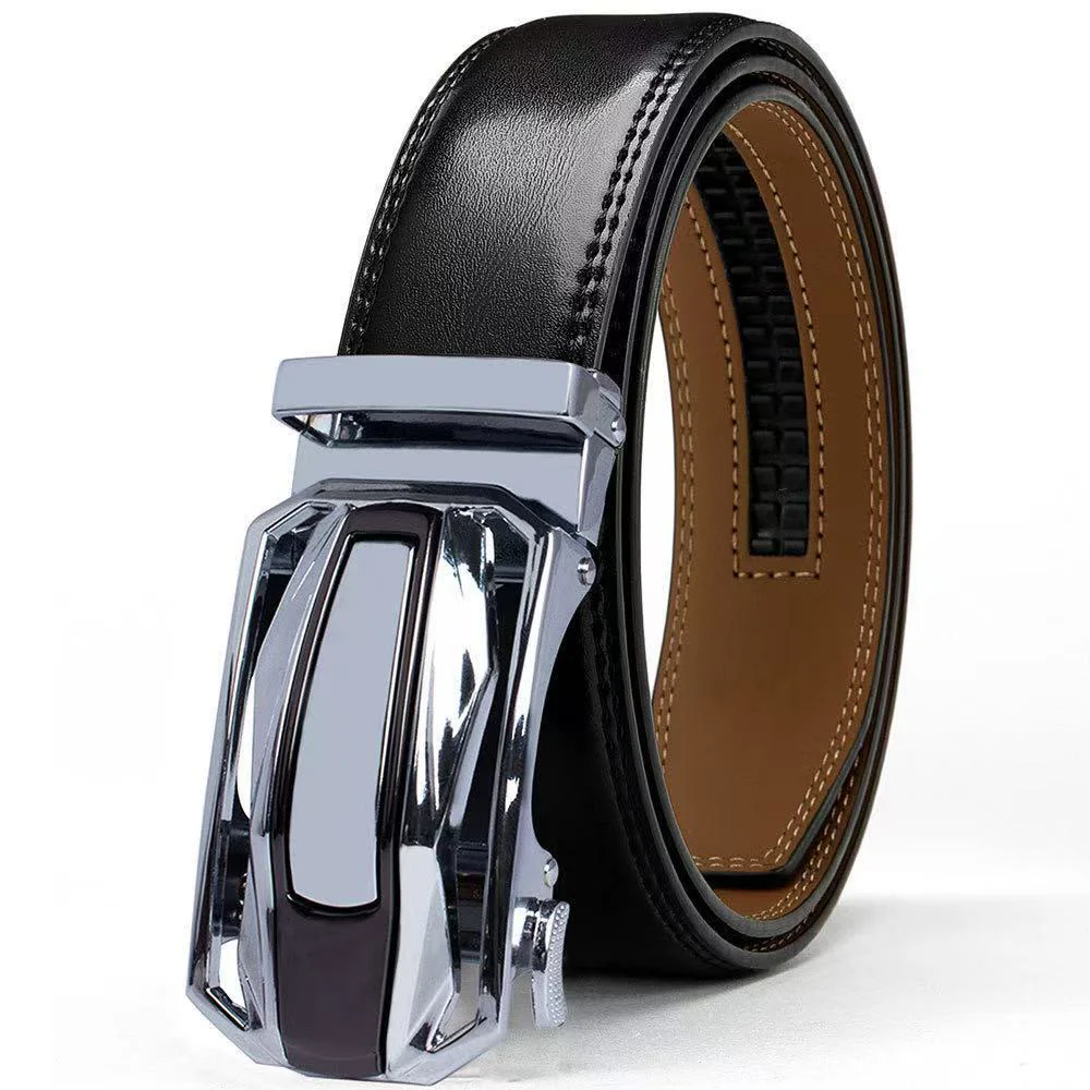 Men's Shiny Coupe Shaped Automatic Buckle Leather Belt - Image 4