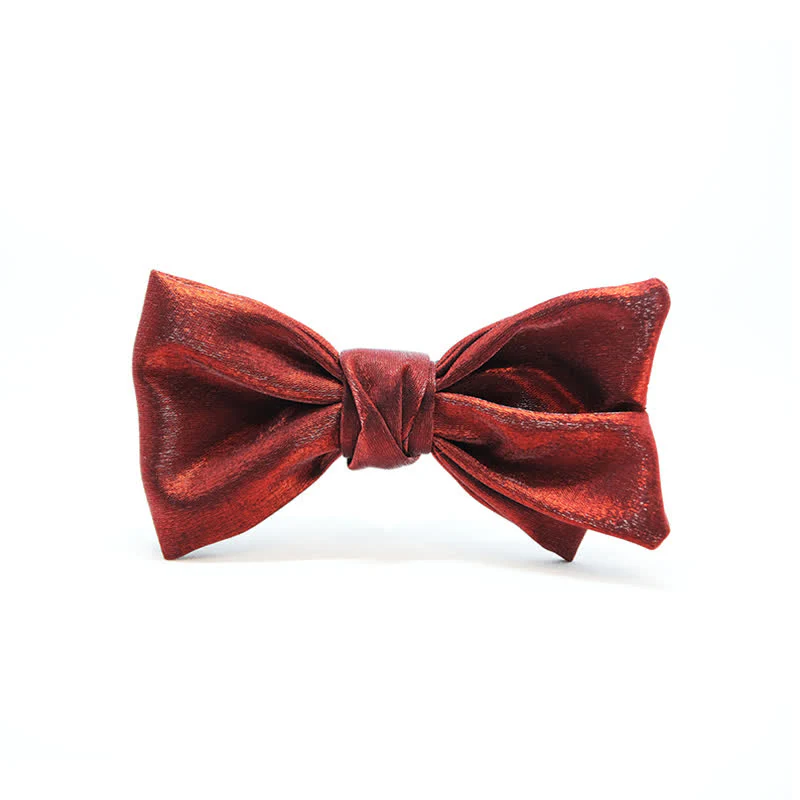 Men's Shiny Gorgeous Red OliveDrab Bow Tie - Image 4