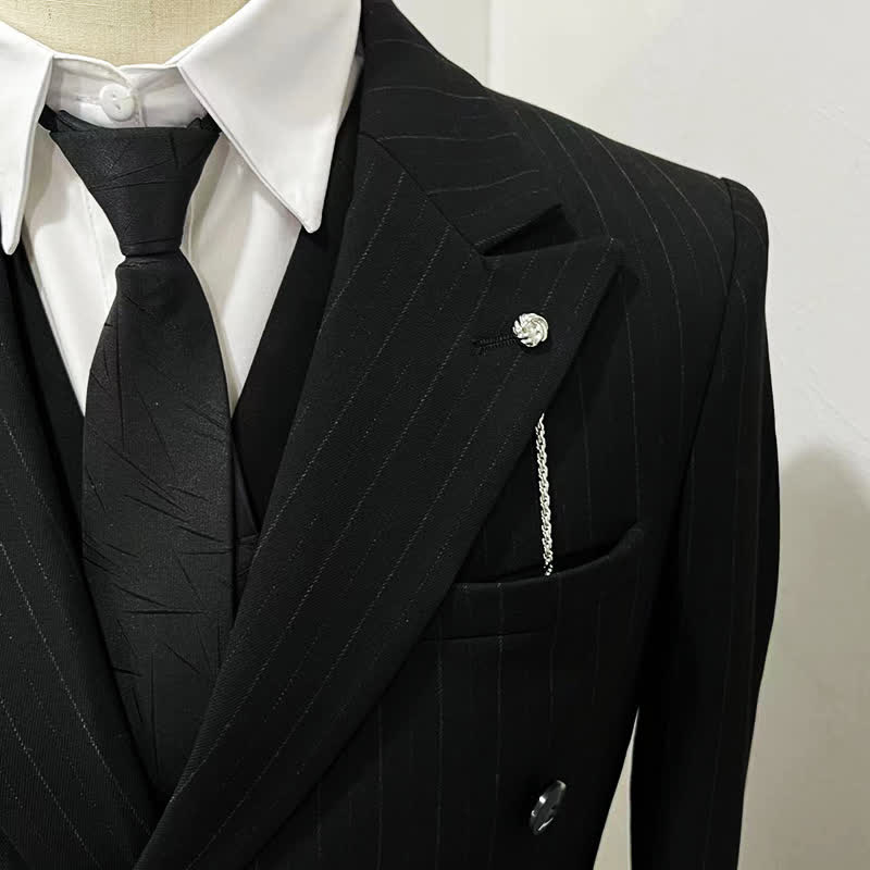 Men's Shirt Tuxedo Stud Lapel Chain Suit Brooch with Hanging Chain - Image 9