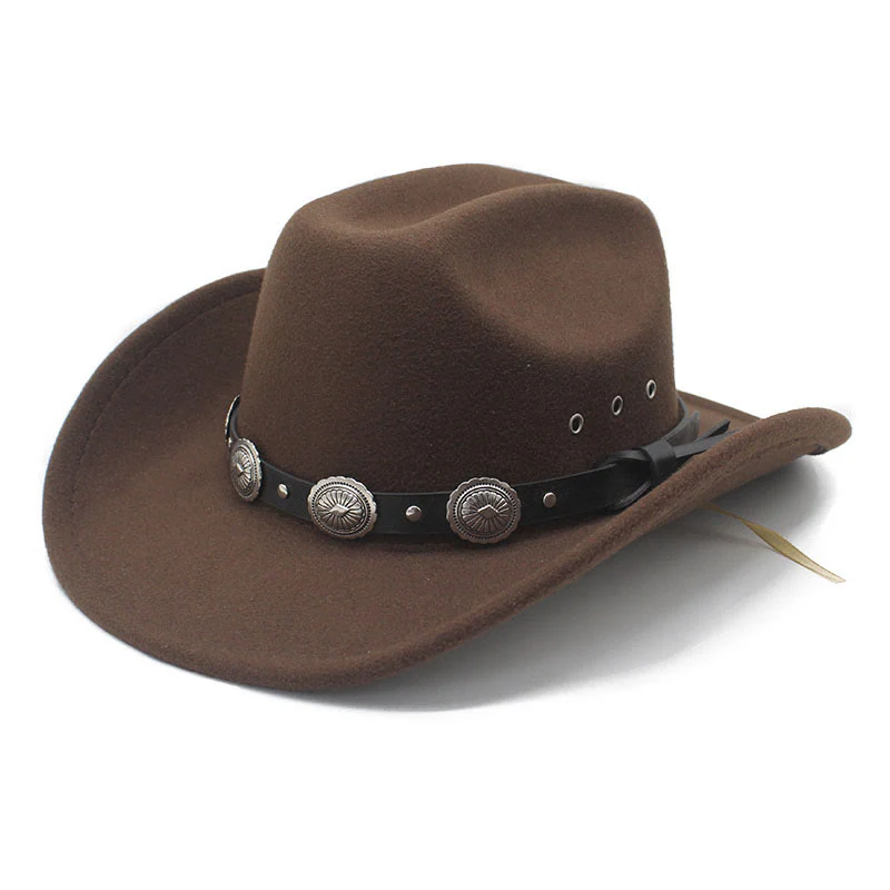 Men's Silver Patterned Disc Brim Belt Cowboy Hat - Image 2
