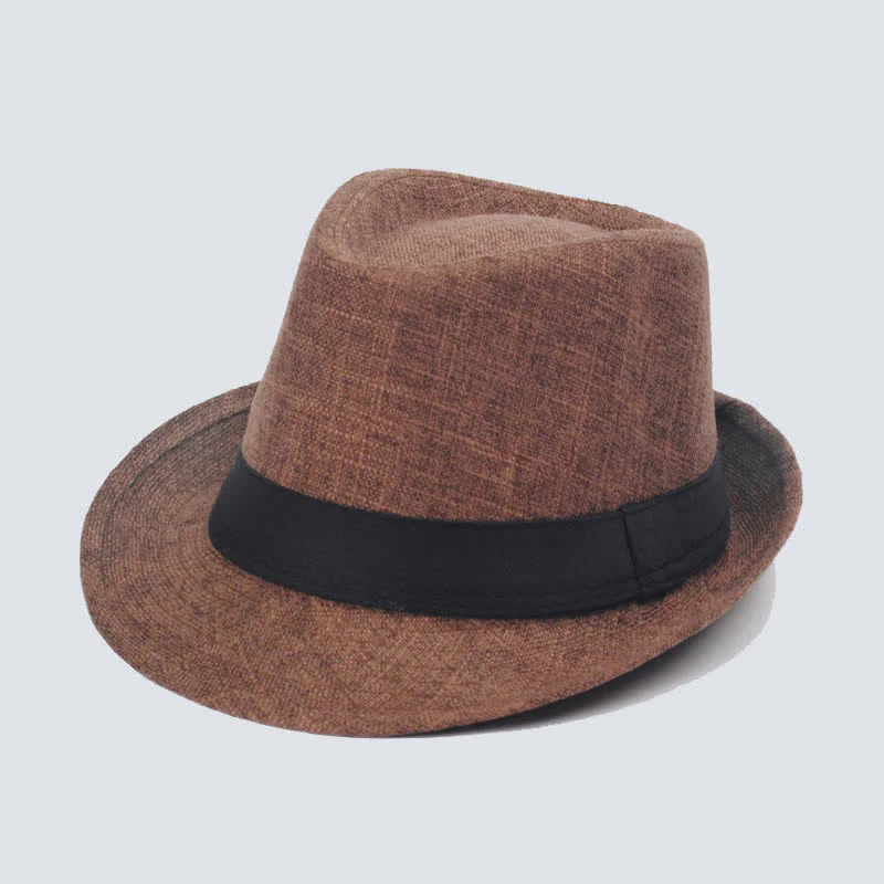 Men's Simple Black Ribbon Summer Fedora Hat - Image 2