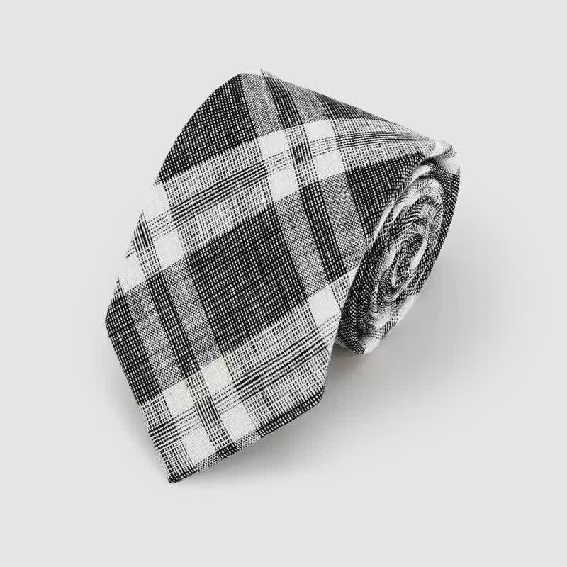 Men's Simple Classic Striped Pattern Cotton Linen Necktie - Image 4