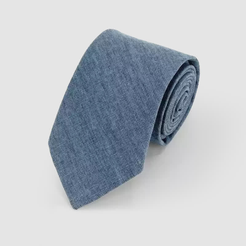 Men's Simple Classic Striped Pattern Cotton Linen Necktie - Image 7