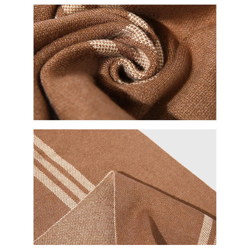 Men's Simple Striped & Plaid Patterned Wool Scarf - Image 10