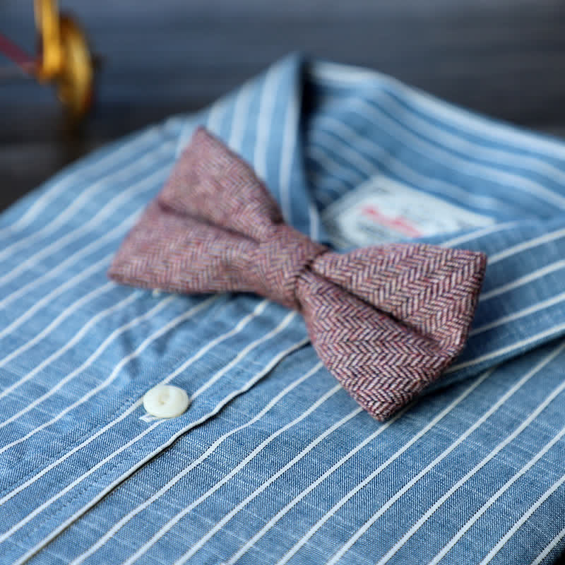 Men's Simple Tweed Wool Blend Bow Tie - Image 12