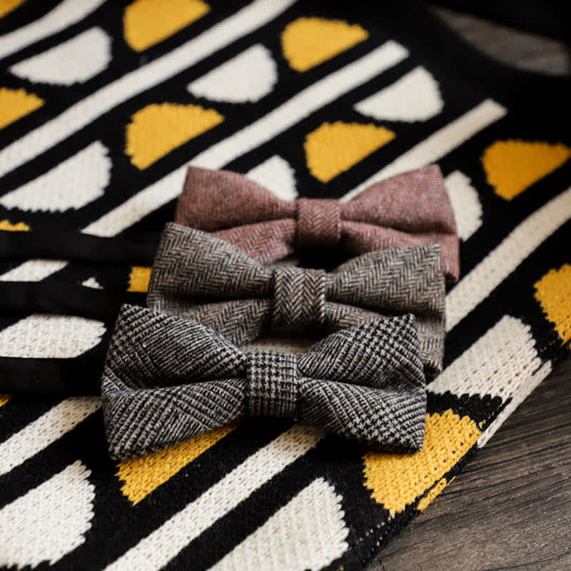 Men's Simple Tweed Wool Blend Bow Tie - Image 4