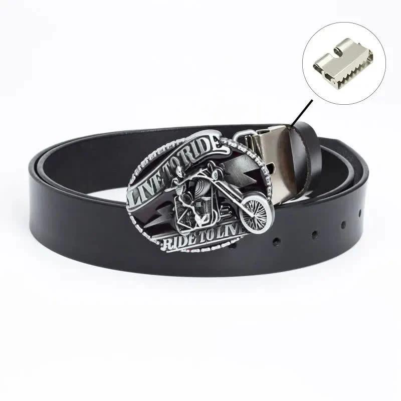 Men's Skeleton Motorcyclist Skull Leather Belt - Image 23