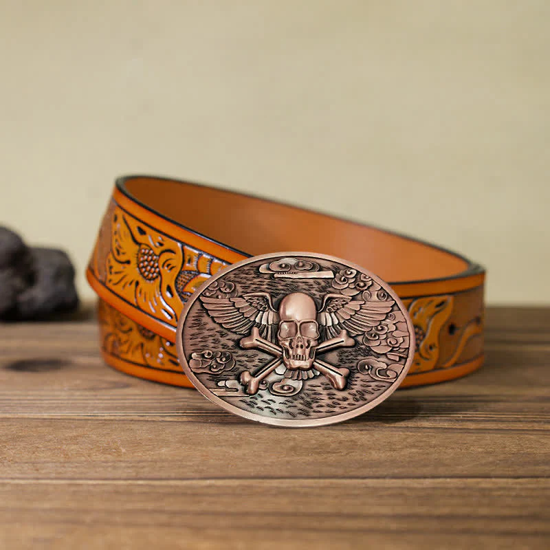 Men's DIY Skull Angel Creative Beer Holder Buckle Leather Belt - Image 35