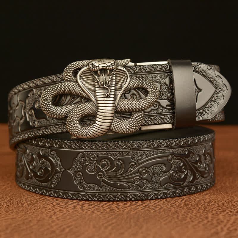 Men's Snake Medallion Buckle Leather Belt - Image 18
