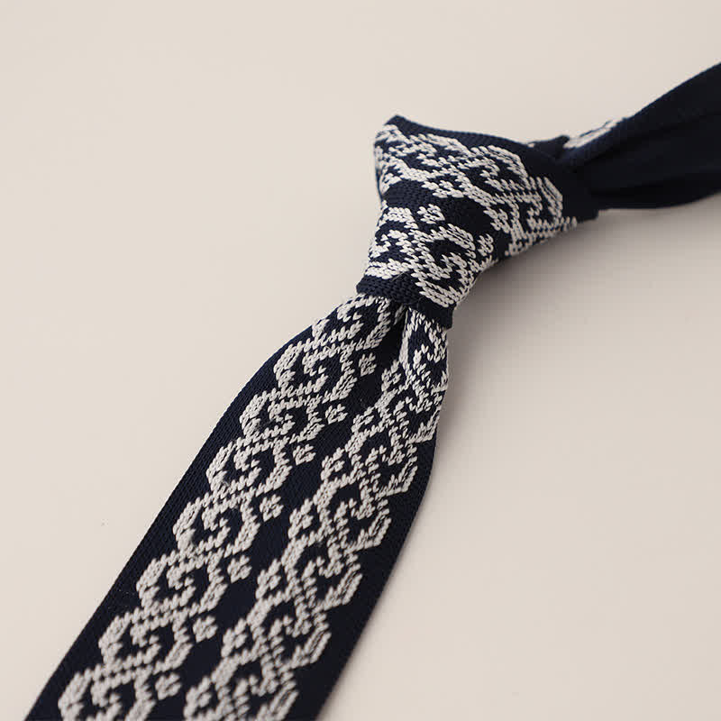 Men's Snowflake Polka Dots Pattern Knitted Necktie - Image 2