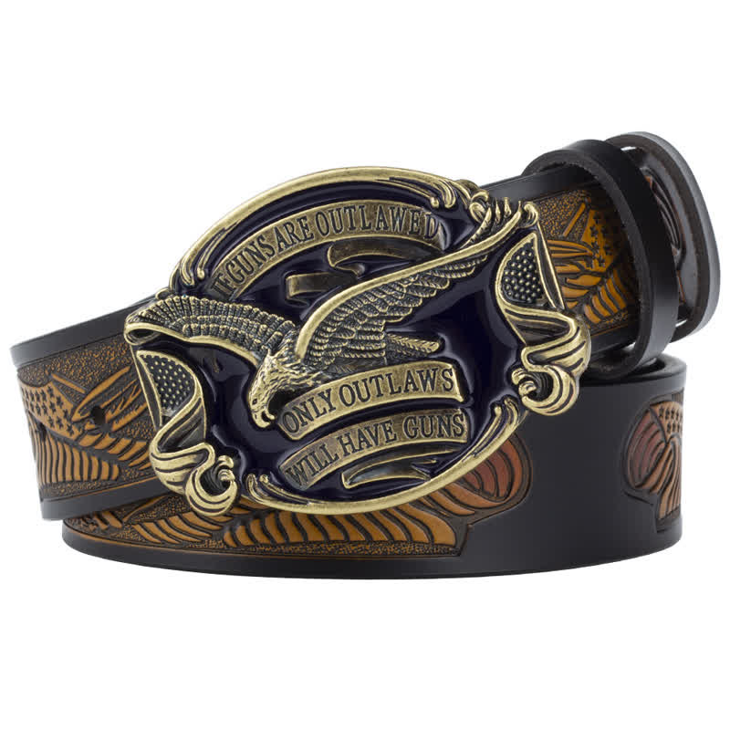 Men's Soaring Eagle American Flag Leather Belt - Image 12