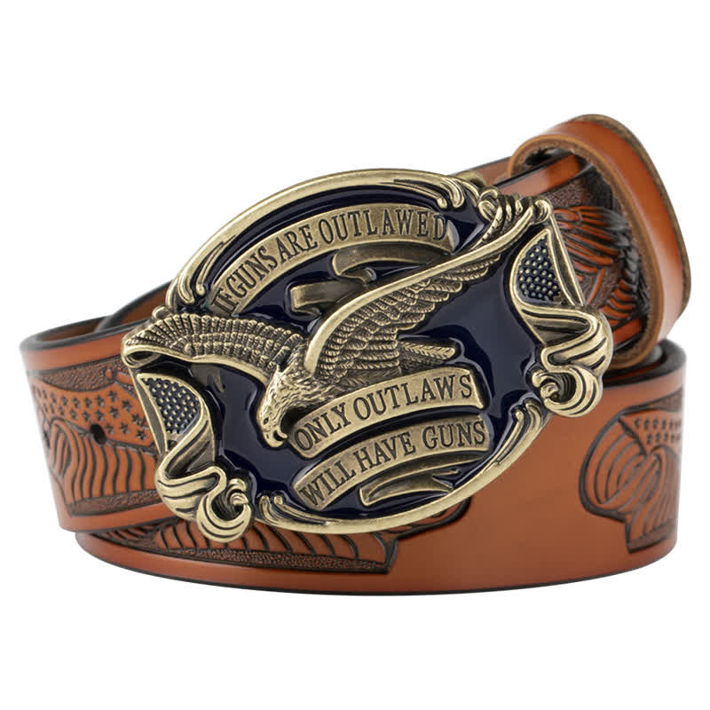 Men's Soaring Eagle American Flag Leather Belt - Image 16
