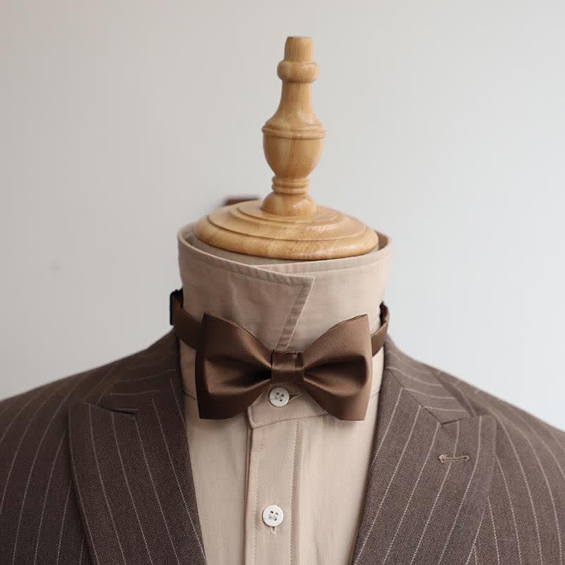Men's Solid Coffee Brown Color Series Bow Tie - Image 2