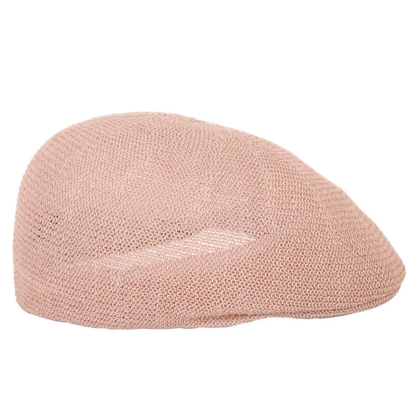 Men's Solid Color Breathable Mesh Summer Straw Beret Hat - Image 8