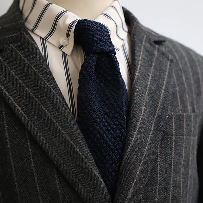 Men's Solid Color Knitted Narrow Slim Necktie - Image 5