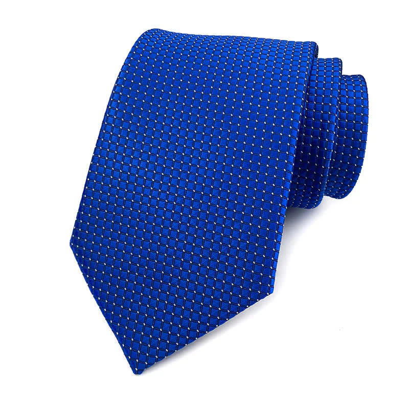 Men's Solid Color Subtle Checked Office Necktie - Image 7