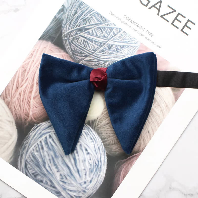Men's Solid Color Velvet Oversized Pointed Bow Tie - Image 13
