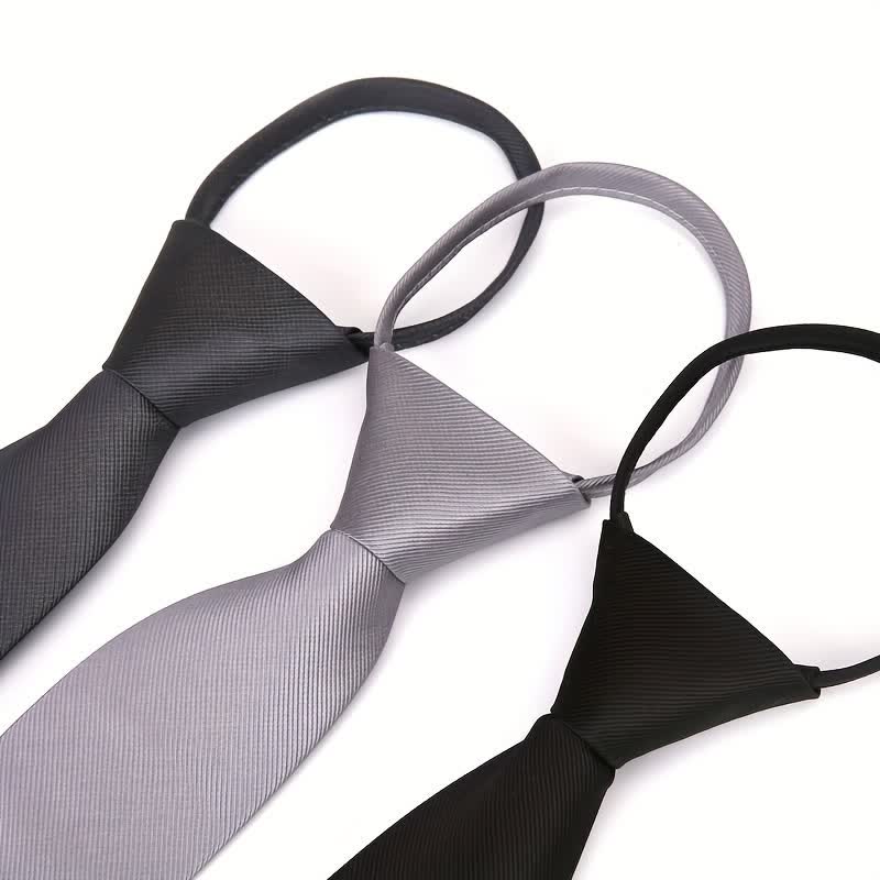 Men's Solid Color Zipper Tie Adjustable Necktie - Image 4