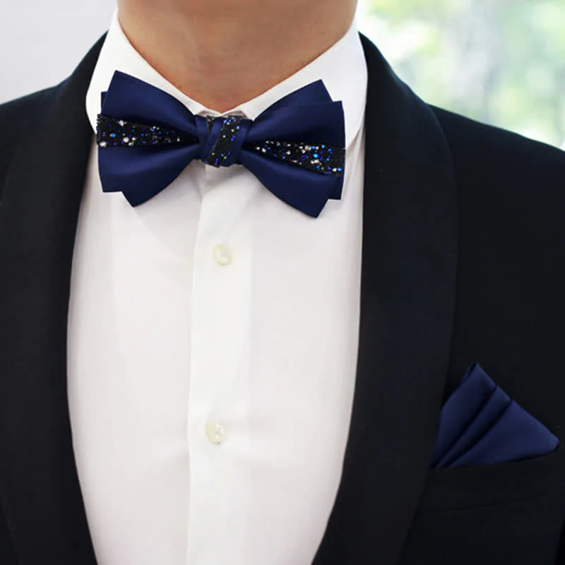 Men's Sparkling Glitter Bow Tie Pocket Square - Image 3