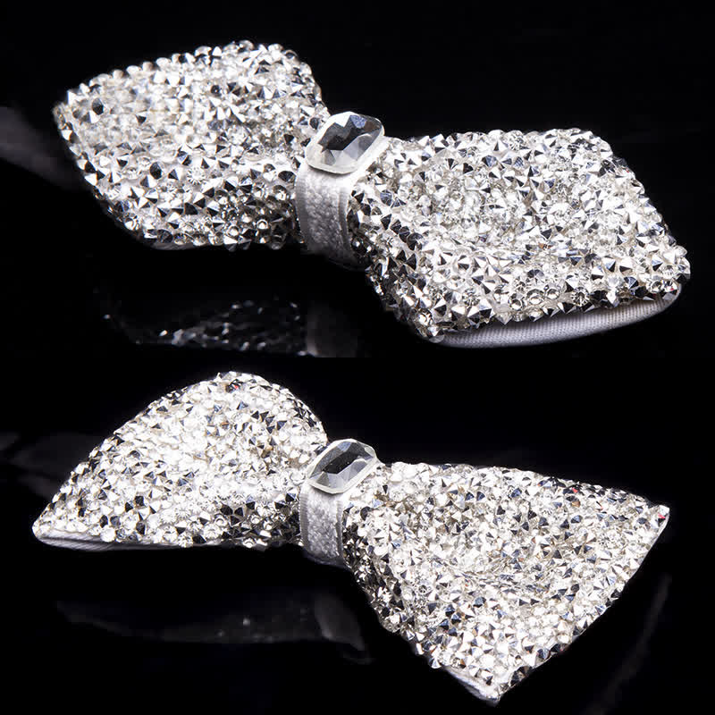 Men's Sparkling White Rhinestones Gem Bow Tie - Image 6