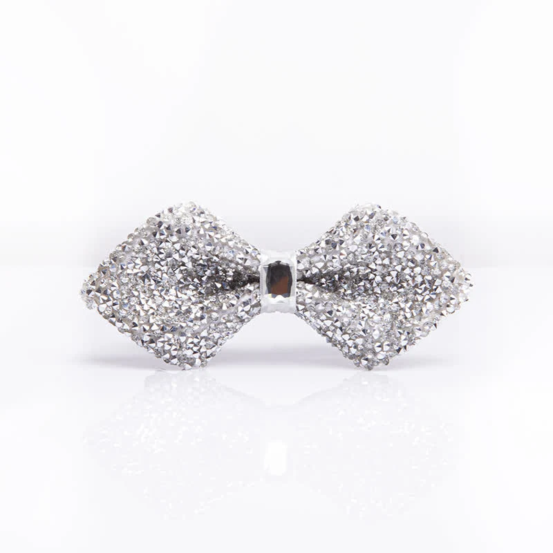 Men's Sparkling White Rhinestones Gem Bow Tie - Image 7
