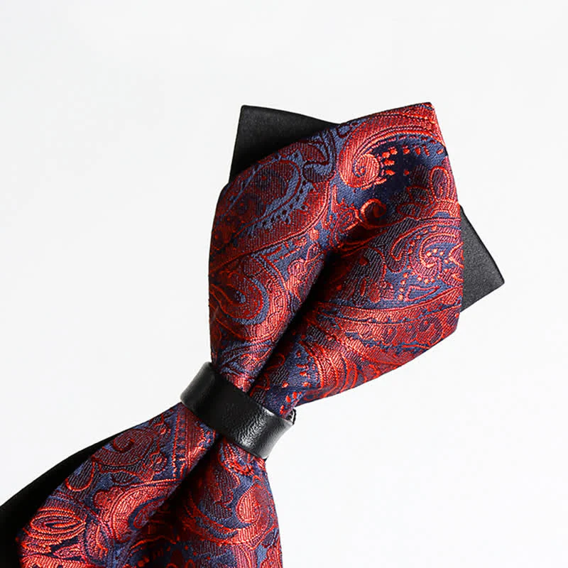 Men's Stylish Paisley Double Layers Pionted Bow Tie - Image 6