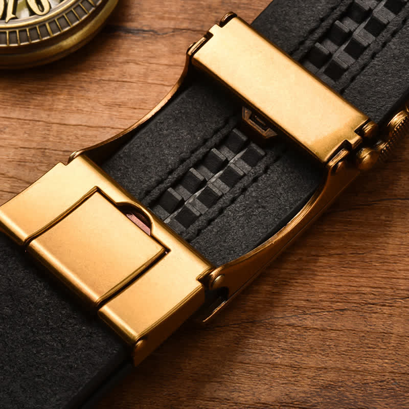 Men's Standing Rhino Business Automatic Buckle Leather Belt - Image 5