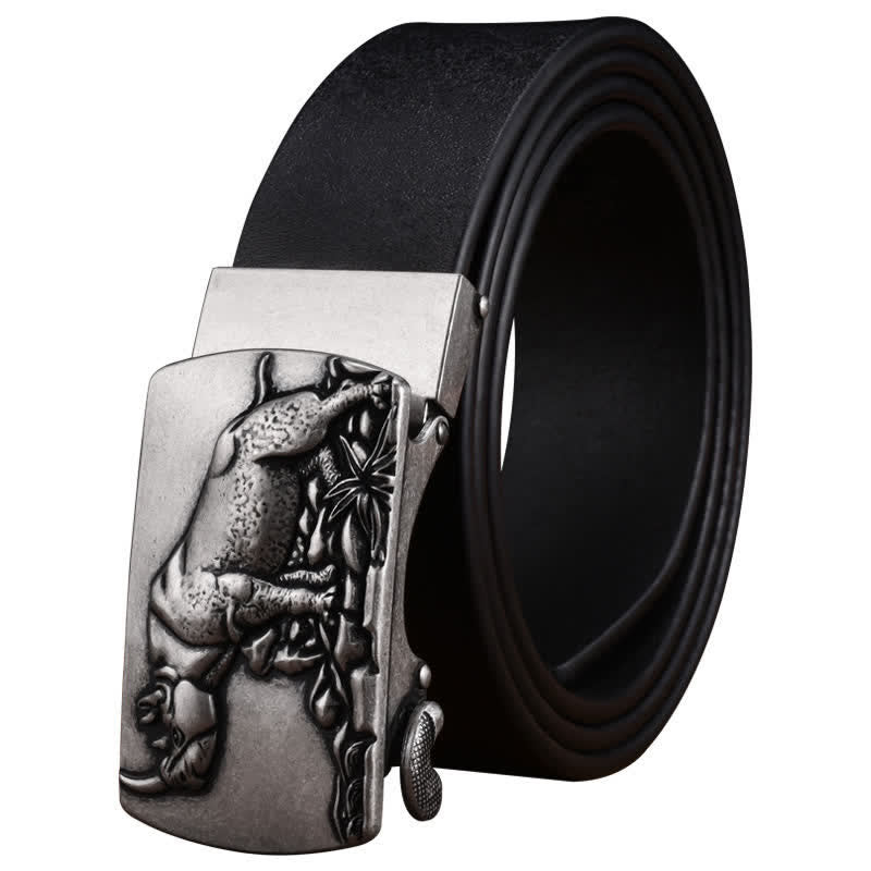 Men's Standing Rhino Business Automatic Buckle Leather Belt - Image 7