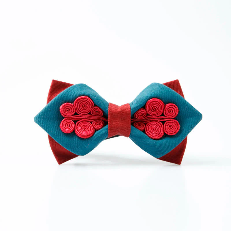 Men's Stylish Deep Blue Wine Red Wedding Bow Tie