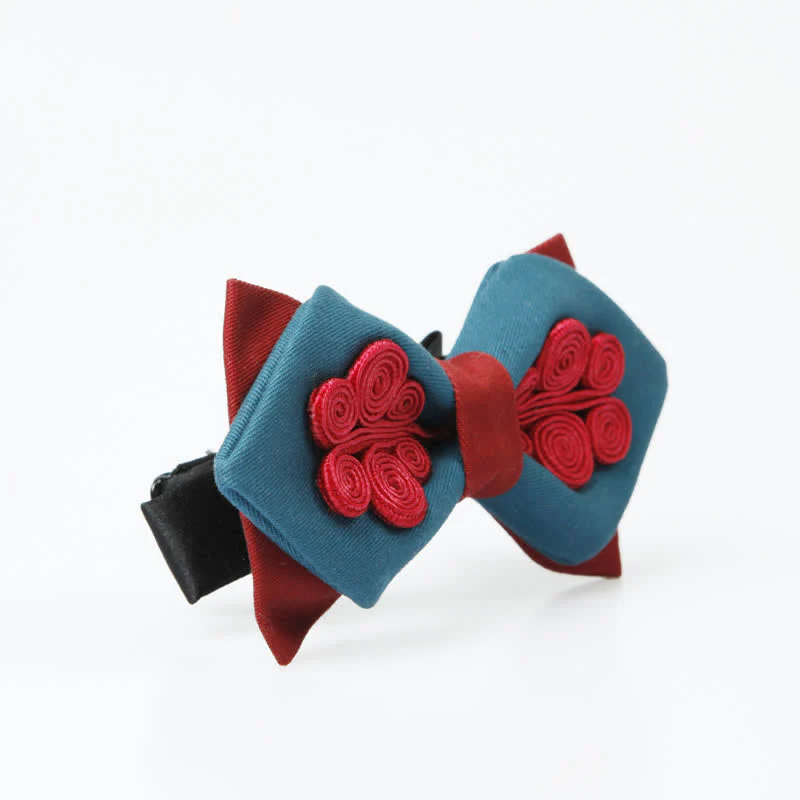 Men's Stylish Deep Blue Wine Red Wedding Bow Tie - Image 2