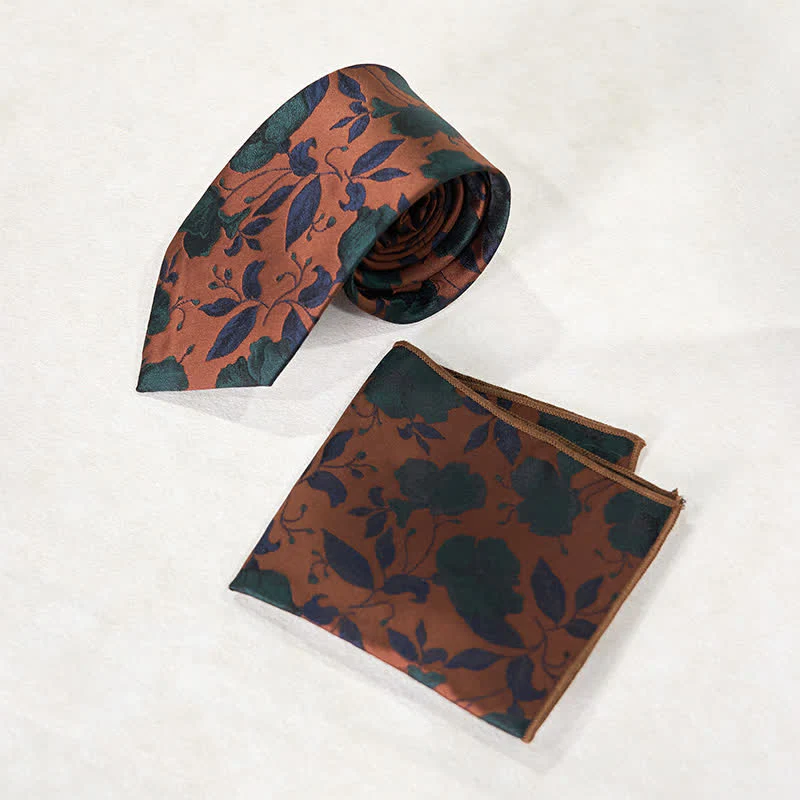 Men's Stylish Floral Printed Design Office Necktie Pocket Square - Image 6