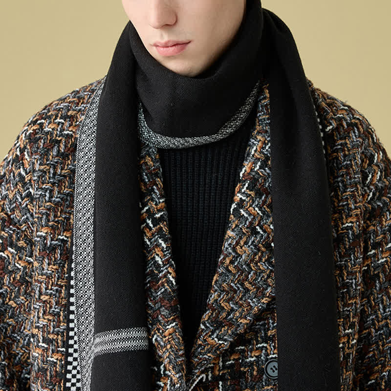 Men's Stylish Racing Line Striped Wool Scarf - Image 6