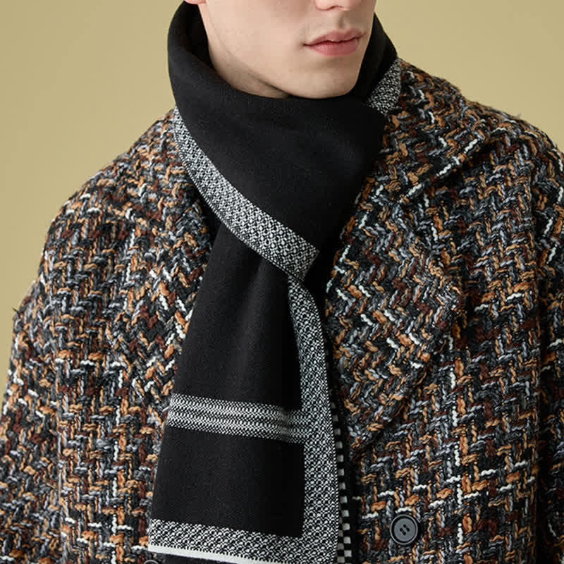 Men's Stylish Racing Line Striped Wool Scarf - Image 7